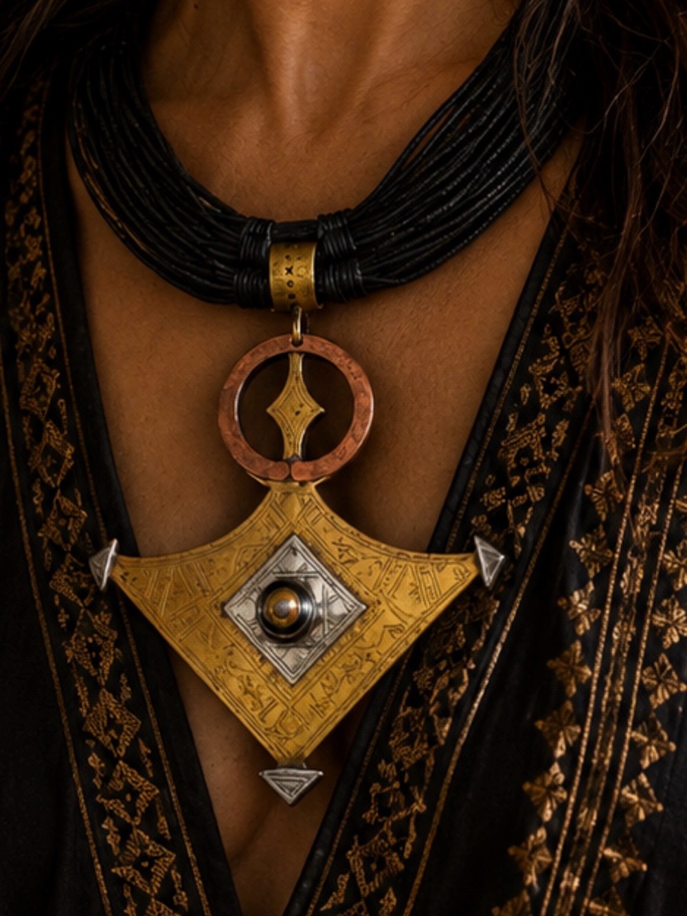 Handcrafted Tuareg Tribal Necklace. Magnificent Bold Statement Piece
